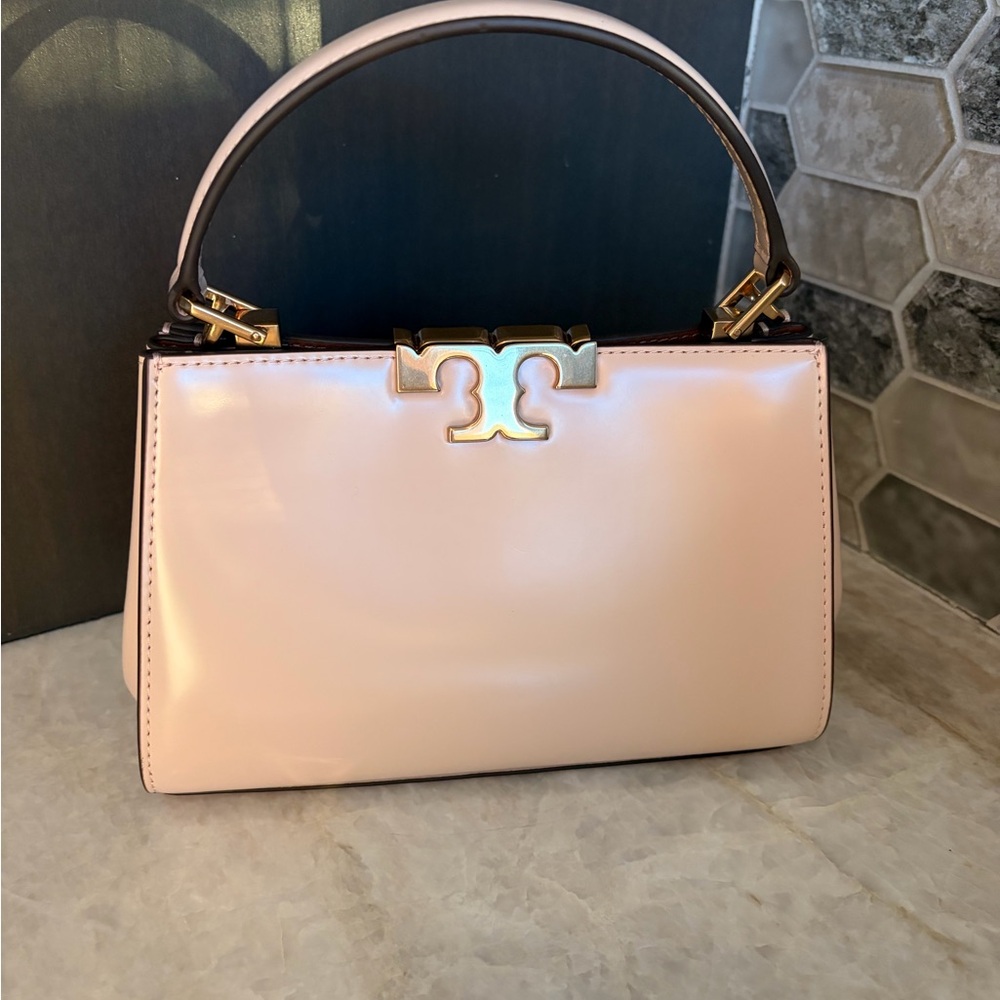 Tory Burch Mini Eleanor satchel handbag in a light pink
